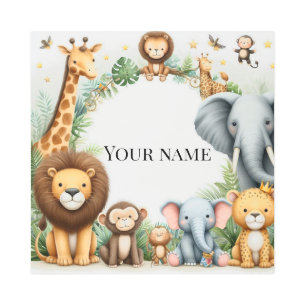 Editable Safari Name – Jungle Kids Back to School Metal Print