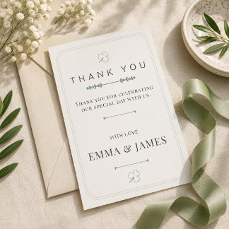 Editable Sage Green Minimal Thank You Card