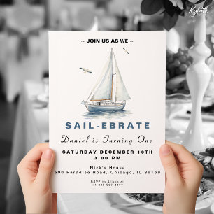 Editable Sail-Ebrate Sailboat Birthday Invite