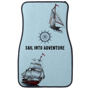 Editable Sail Into Adventure Nautical  Car Floor Mat