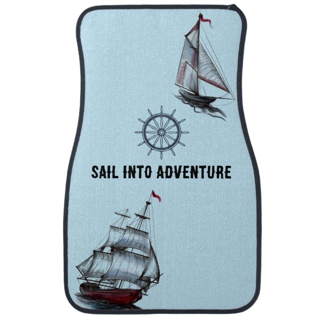 Editable Sail Into Adventure Nautical  Car Floor Mat (Front)