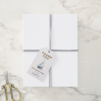 Editable Sailboat Birthday Favor Tag - Blue