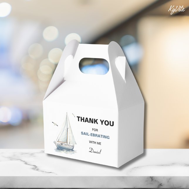 Editable Sailboat Birthday Gable Box/ Favor Box (Creator Uploaded)