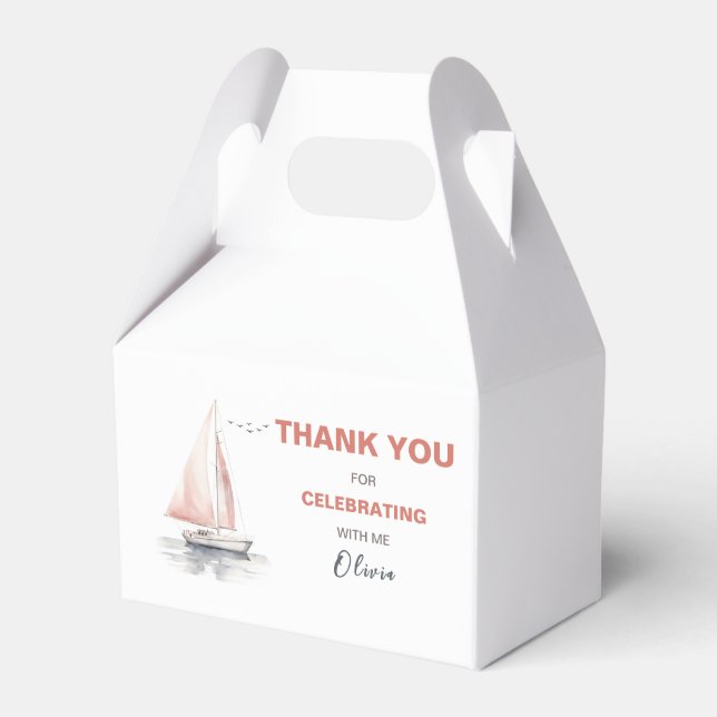 Editable Sailboat Birthday Gable Box/ Favor Box (Front Side)