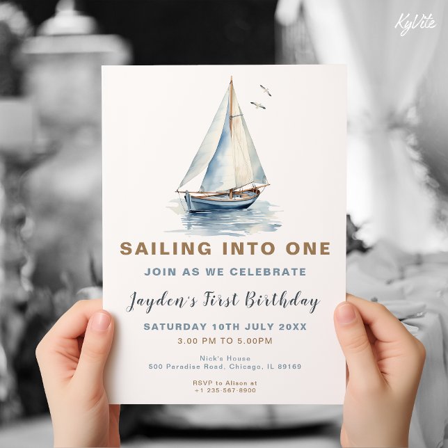 Editable Sailboat Birthday Invitation - Blue (Creator Uploaded)