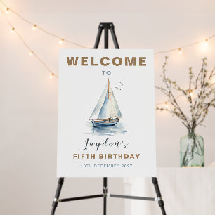 Editable Sailboat Nautical Welcome Sign - Blue