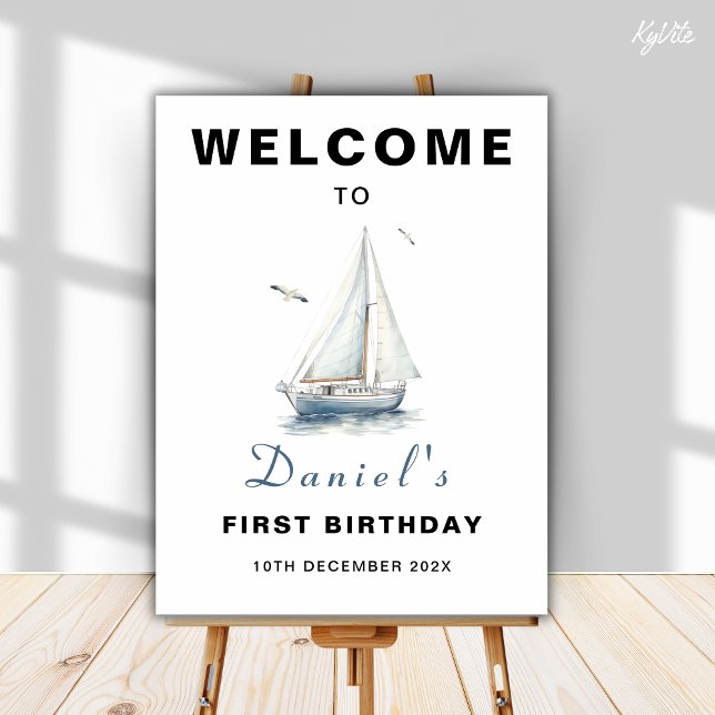 Editable Sailboat Nautical Welcome Sign Board (Creator Uploaded)
