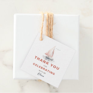 Editable Sailboat Square Favor/Thank You Tag-Pink Favor Tags