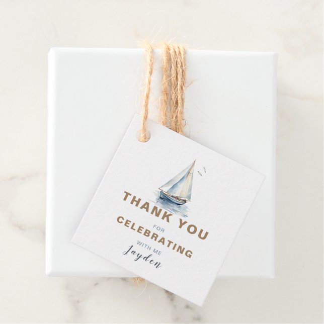 Editable Sailboat Square Thank You Tag - Blue (In Situ)