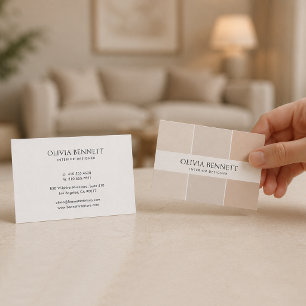 Editable Sand Color, Modern Interior Designer Business Card
