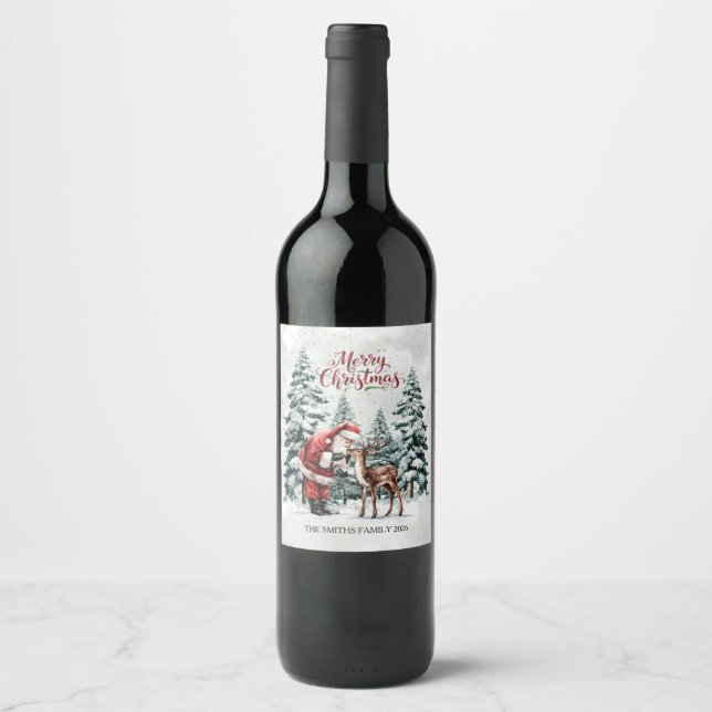 Editable Santa Wine Bottle Label (Front)