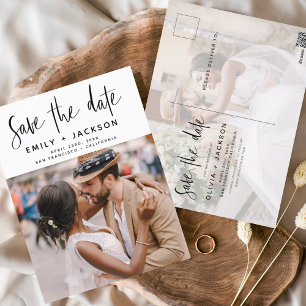 Editable Save the Date Handwritten Photo Postcard