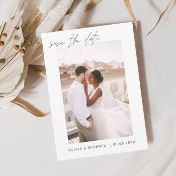 Editable Save The Date Photo Minimalist by Hot_Foil_Creations at Zazzle