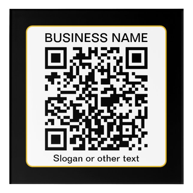 Editable Scannable QR code + Your Business Name Acrylic Print (Front)