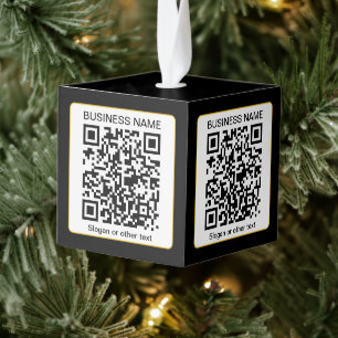 Editable Scannable QR code + Your Business Name Cube Ornament