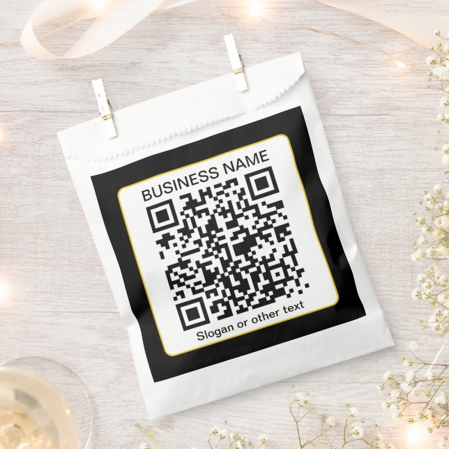 Editable Scannable QR code + Your Business Name Favor Bag (Clipped)
