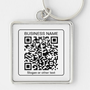 Editable Scannable QR code + Your Business Name Keychain
