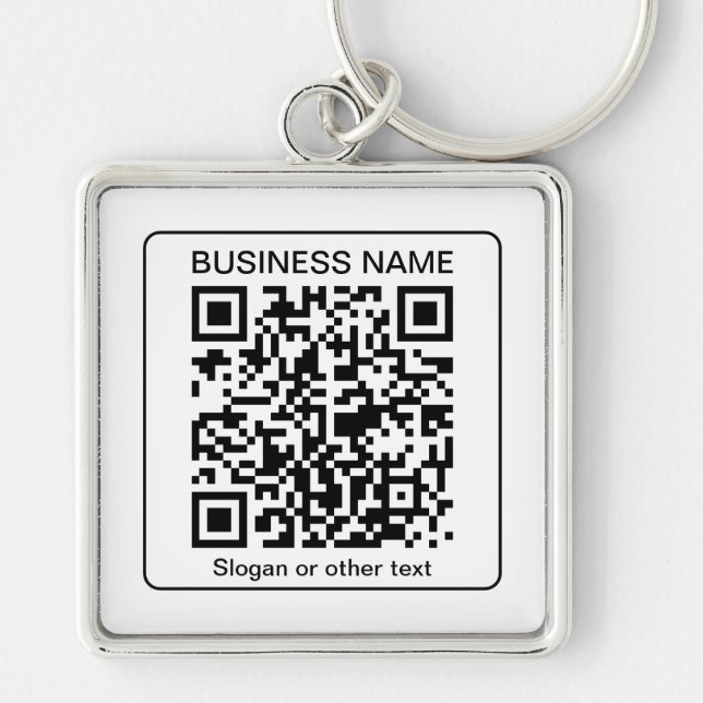 Editable Scannable QR code + Your Business Name Keychain (Front)
