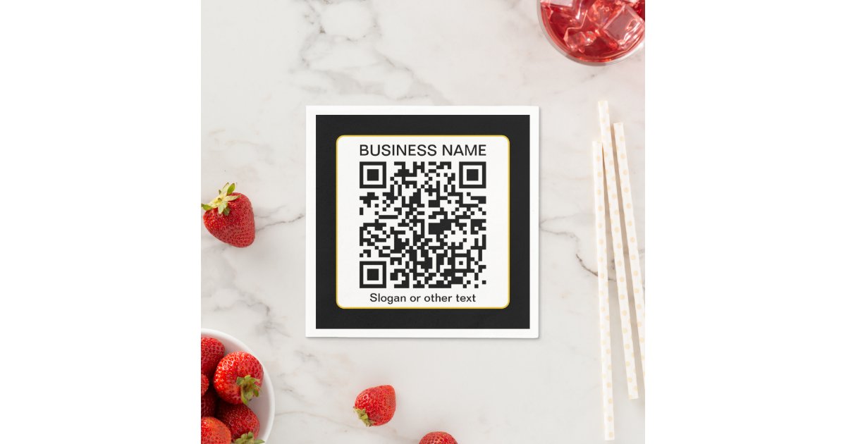 Editable Scannable QR code + Your Business Name Napkins | Zazzle