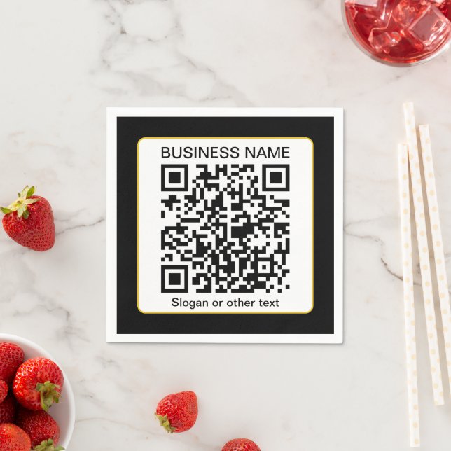 Editable Scannable QR code + Your Business Name Napkins (Insitu)