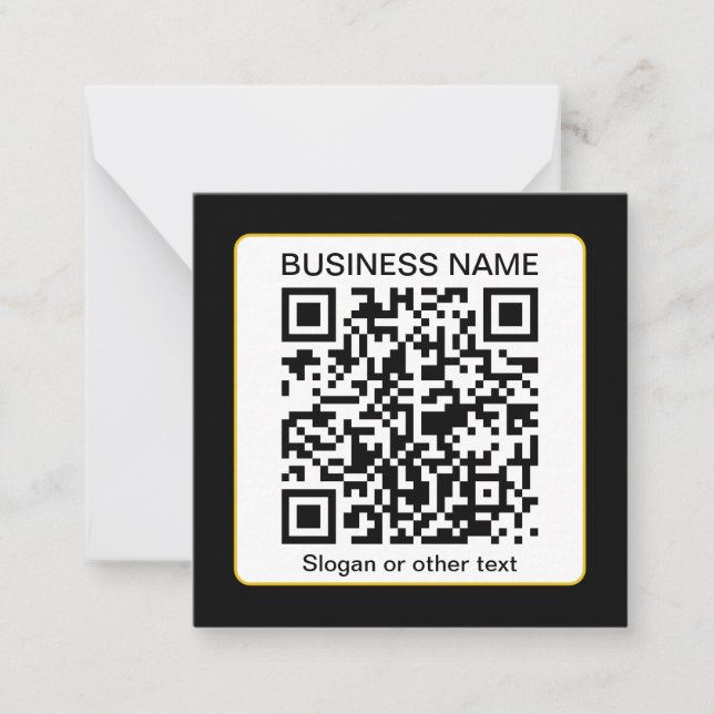 Editable Scannable QR code + Your Business Name Note Card (Front)