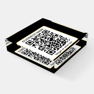 Editable Scannable QR code + Your Business Name Paperweight
