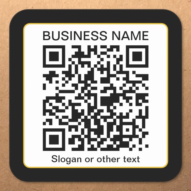 Editable Scannable QR code + Your Business Name Square Sticker (Creator Uploaded)