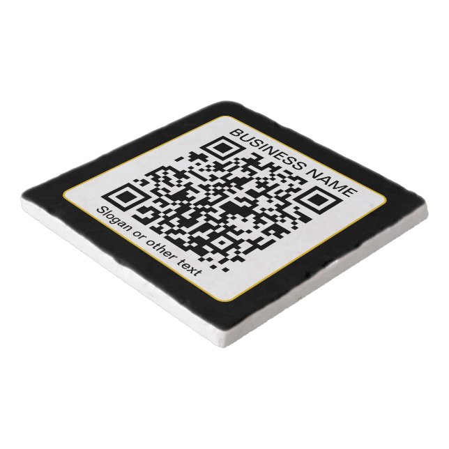 Editable Scannable QR code + Your Business Name Trivet (Corner)