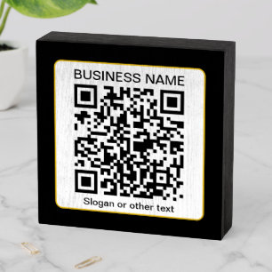 Editable Scannable QR code + Your Business Name Wooden Box Sign
