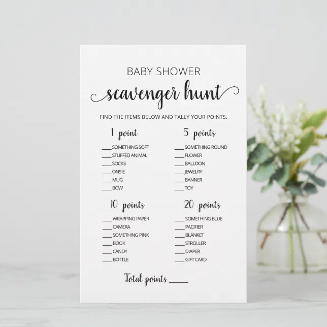 Editable Scavenger Hunt Baby Shower game | Zazzle