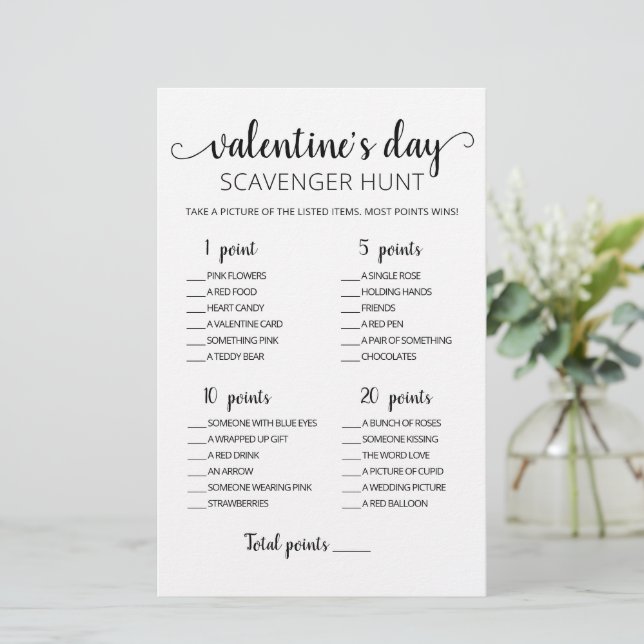 Editable Scavenger Hunt Valentine's Day game (Standing Front)