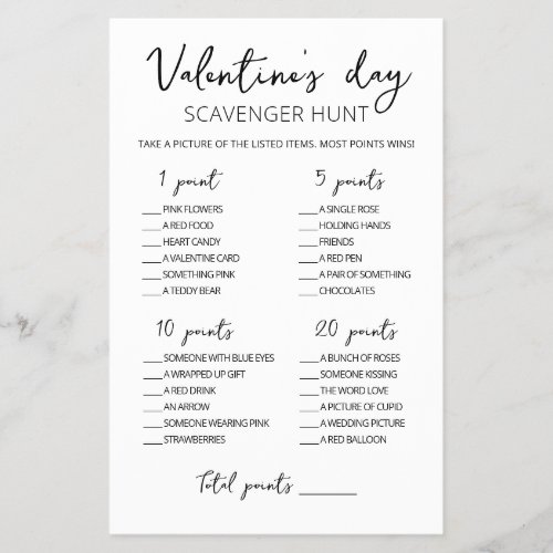 Editable Scavenger Hunt Valentines Day game