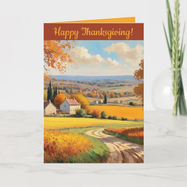Editable Scenic Thanksgiving Day Greetings  Card (Front)