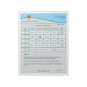 Editable School Time Table Template Weekly Class Notepad