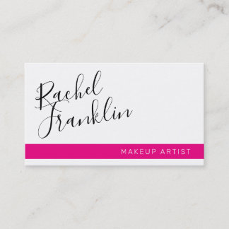 EDITABLE script name modern chic black hot pink Business Card