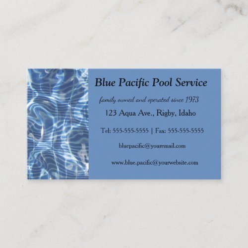 Editable Sea Side Resort Pool Business Card