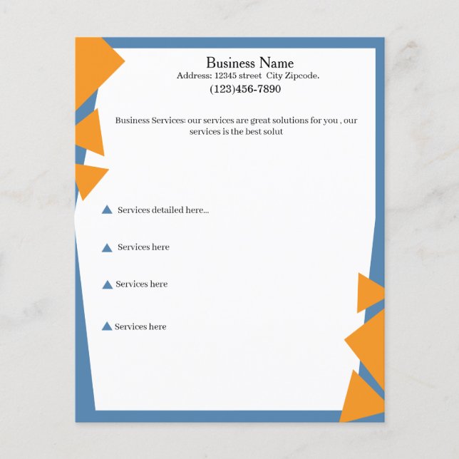 Editable Service basic flyer blue and orange (Front)