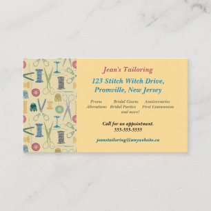 Editable Sewing Supplies Tailor Seamstress Business Card