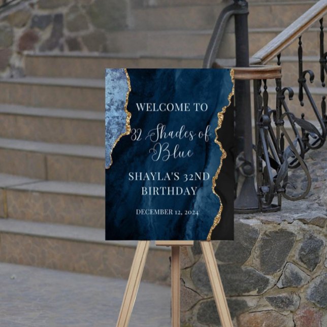 Editable Shades of Blue Birthday Welcome Sign Blue (Creator Uploaded)