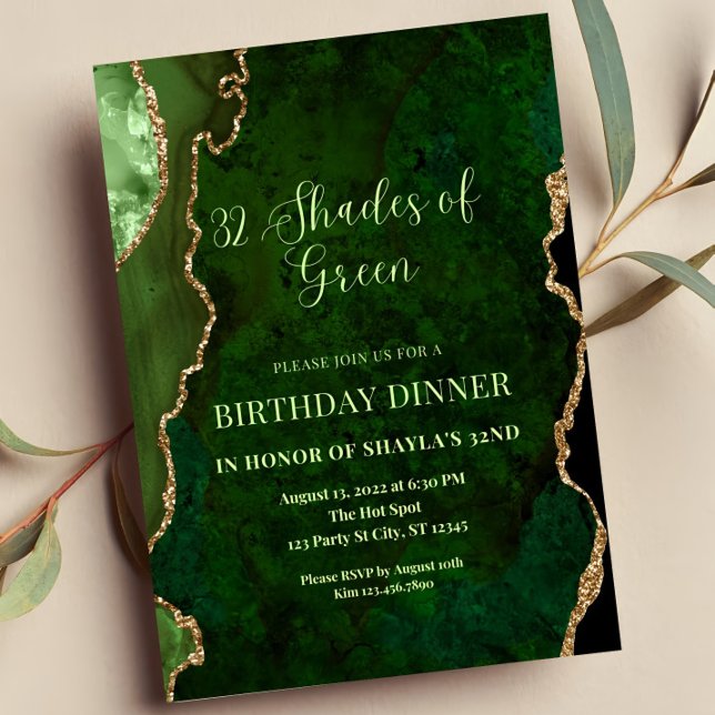 Editable Shades of Green Invitation Green and Gold (Creator Uploaded)