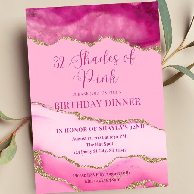 Editable Shades of Pink Invitation, Agate Birthday Invitation (Creator Uploaded)