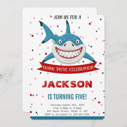 Editable Shark Birthday Invitation