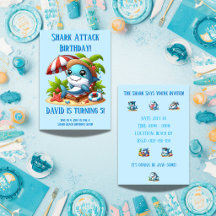 Editable Shark Birthday Party Invitation for Boy