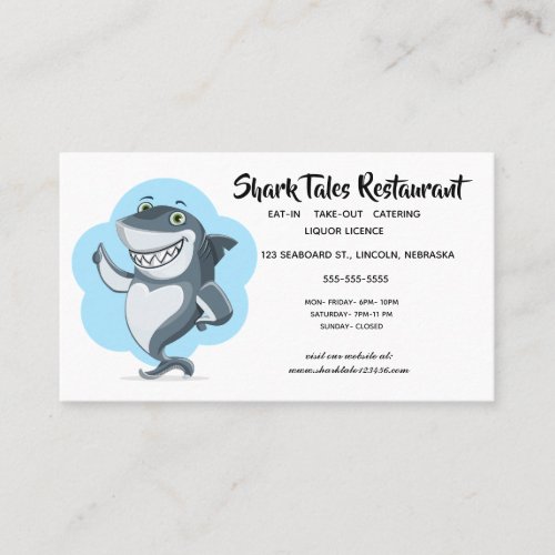 Editable Shark Tales Restaurant Business Card