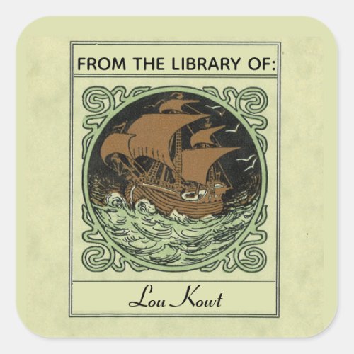 Editable Ship in Stormy Waters Bookplate