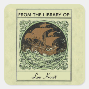 Editable Ship in Stormy Waters Bookplate