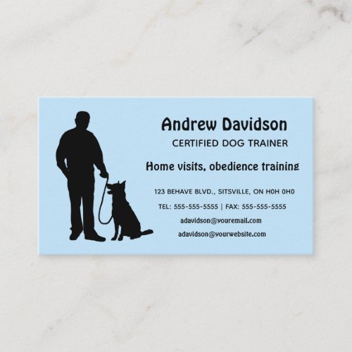 Editable Silhouette Dog Trainer Business Card