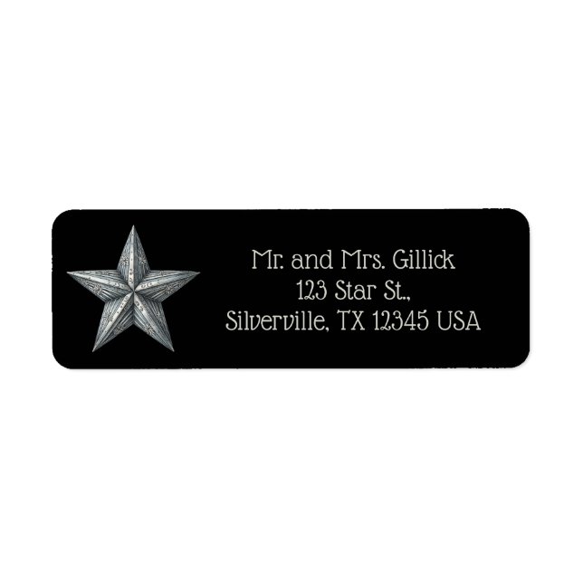 Editable Silver Star Return Address Label (Front)