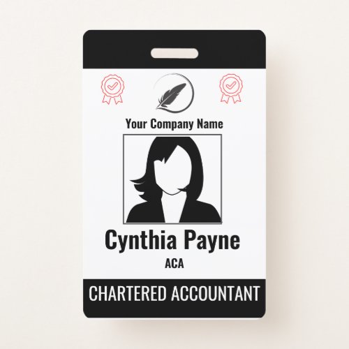 Editable Simple Black  White Employee ID Badge