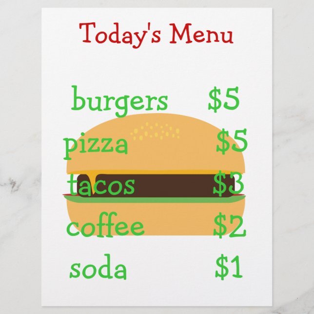 Editable simple burger themed menu (Front)